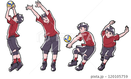 バレーボールをする男の子のイラストセット 120105759