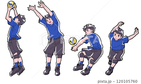バレーボールをする男の子のイラストセット 120105760