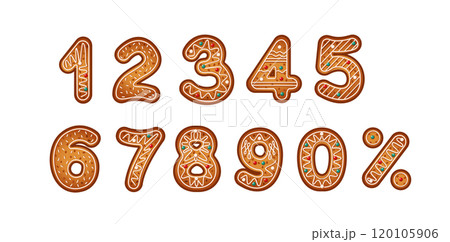Gingerbread cookies digits and percentage vector objects 120105906