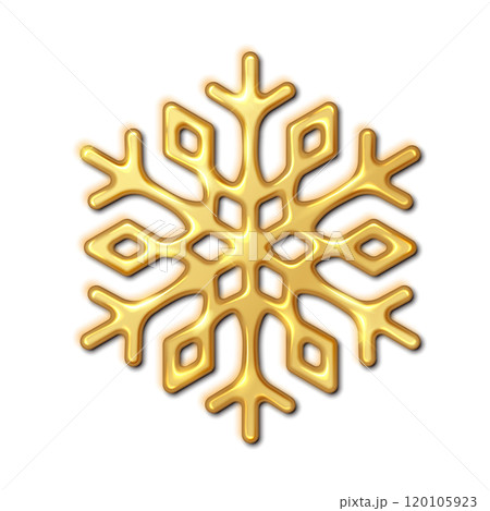 Golden metal snowflake realistic vector illustration 120105923