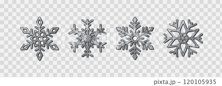 Glossy silver snowflakes shapes realistic color icons set Glossy silver snowflakes shapes realistic color icons set 120105935