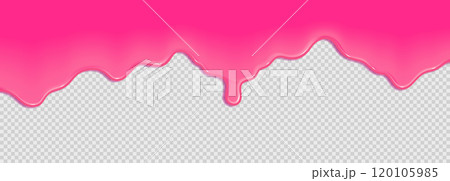 Glossy pink slime dripping realistic vector illustration 120105985