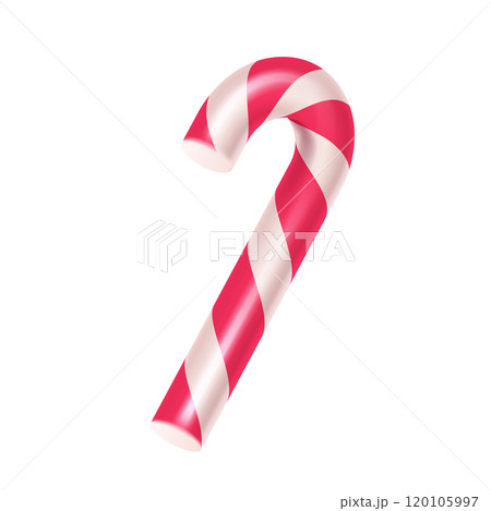 Delicious striped candy cane realistic vector illustration Delicious striped candy cane realistic vector illustration 120105997