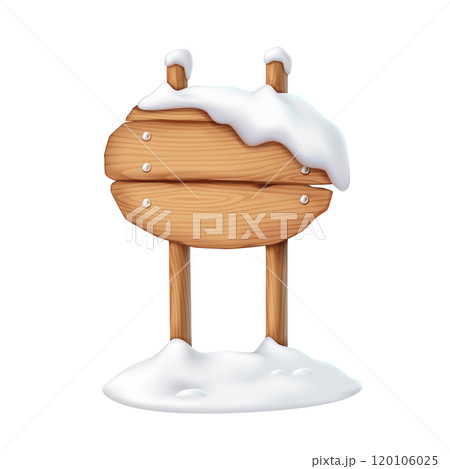 Wooden signpost board with snow realistic vector illustration Wooden signpost board with snow realistic vector illustration 120106025