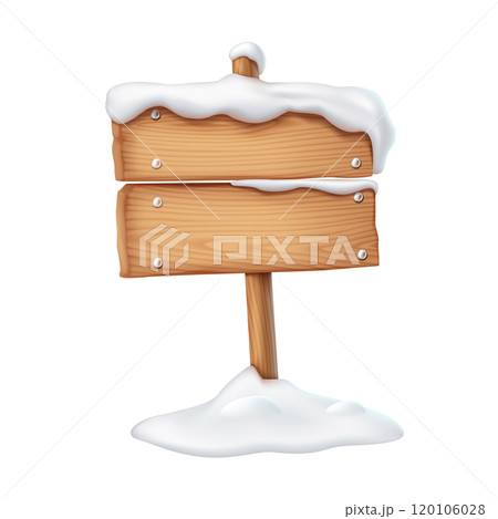 Rustic wooden planks on pole realistic vector illustration 120106028