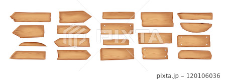 Wooden signs of different shapes realistic color icons set 120106036