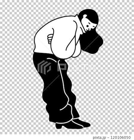 下を向く女性全身ベクター線画 下を向く女性全身ベクター線画 120106050