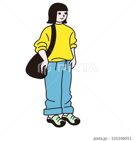 トレーナーとパンツ　女性　ベクター線画 120106051
