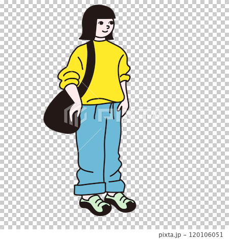 トレーナーとパンツ　女性　ベクター線画 120106051