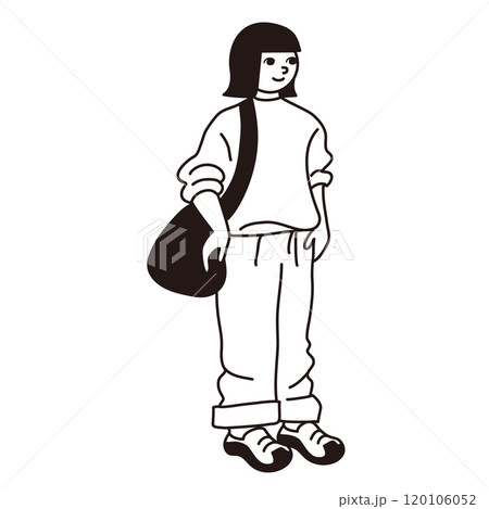 トレーナーとパンツ　女性　ベクター線画 120106052