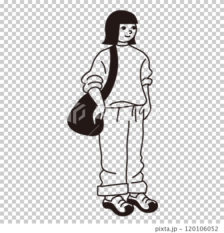 トレーナーとパンツ　女性　ベクター線画 120106052