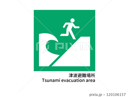 津波避難場所の防災標識 ピクトグラム・アイコン 津波避難場所の防災標識 ピクトグラム・アイコン 120106157
