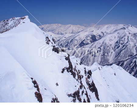 冬の谷川岳・トマノ耳から望むオキノ耳 120106234