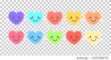 Colorful heart characters holding hands Colorful heart characters holding hands 120106676