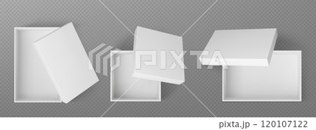 3D mockup of open white boxes top view. 120107122