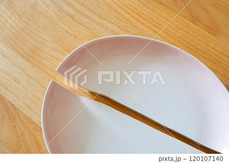 ピンク色のお皿が真っ二つに割れてしまった 120107140