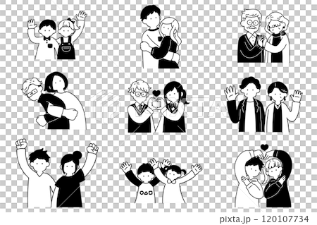 多代好友單色插畫(套)【男女】 多代好友單色插畫(套)【男女】 120107734