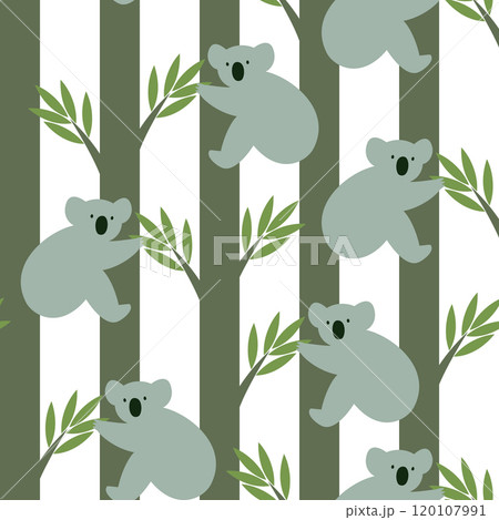 Vector seamless pattern with koalas sitting on trees 120107991