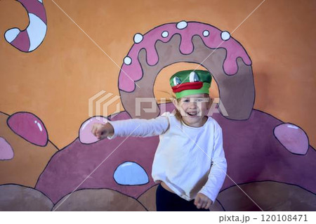little girl act frog in acting class with their teacher, extracurricular activities 120108471