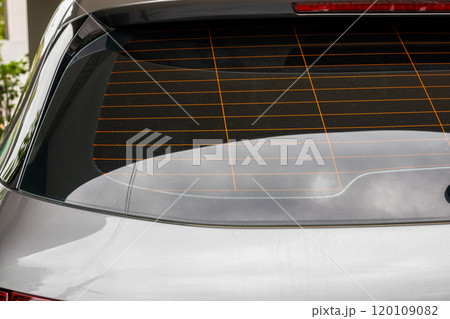 Back view of gray car window for sticker mockup Back view of gray car window for sticker mockup 120109082