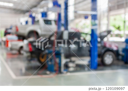 car service centre auto repair workshop blurred background 120109097