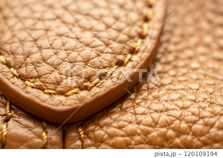 luxury brown leather bag texture background with stitching 120109194