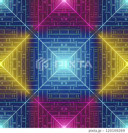 繰り返しシームレスなカラフルなスクエア模様のイラスト背景素材 120109269