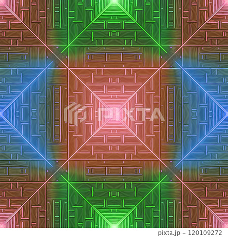 繰り返しシームレスなカラフルなスクエア模様のイラスト背景素材 120109272