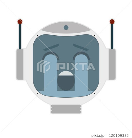 Robot face crying. Vector illustration. Robot face crying. Vector illustration. 120109383