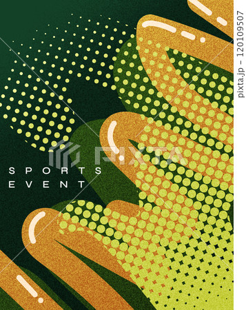 Abstract Sport Cover or Poster Design with Halftone and Wave Shapes in Green and Yellow Color Style Abstract Sport Cover or Poster Design with Halftone and Wave Shapes in Green and Yellow Color Style 120109507