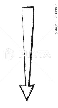 Contour thick arrow down. Hand drawn charcoal arrow. 120109863