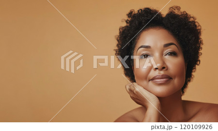 Portrait of middle-aged African American woman with confident expression 120109926