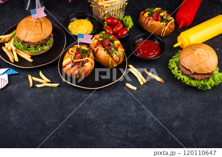 Traditional American food for celebrating July 4 Independence Day 120110647