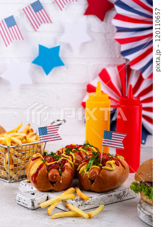 Traditional American food for celebrating July 4 Independence Day 120110657
