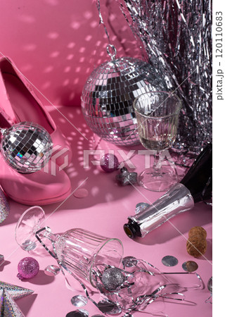 Glamorous disco celebration on pink background 120110683