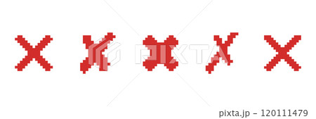 Set of Pixelated Red X Icons in Various Forms. Error or Cancel Symbols Collection in Pixel Art Style. Denial and Cancellation Icons for UI Retro Design. Isolated Vector Illustration Set of Pixelated Red X Icons in Various Forms. Error or Cancel Symbols Collection in Pixel Art Style. Denial and Cancellation Icons for UI Retro Design. Isolated Vector Illustration 120111479