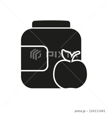 Nutritional Supplement and Health Food Silhouette Icon. Dietary Products and Nutritional Supplements. Isolated Vector Illustration 120111481