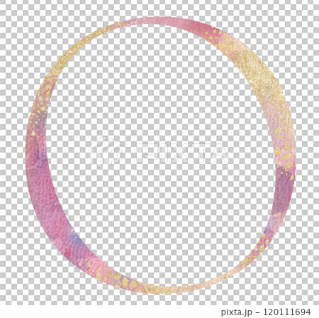 Light pink watercolor letter O with golden splashes, romantic wedding isolated monogram initials 120111694