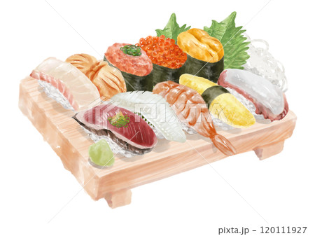 水彩の寿司_セット（盛合せ）03_1 120111927