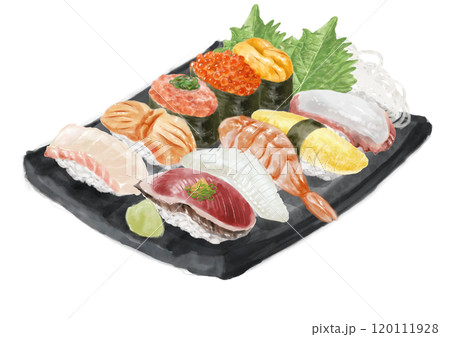 水彩の寿司_セット（盛合せ）03_2 120111928