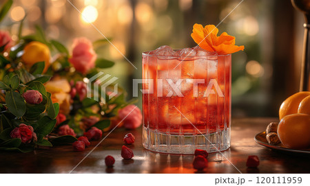 Elegant Negroni Cocktail in Vogue-Style Photoshoot 120111959