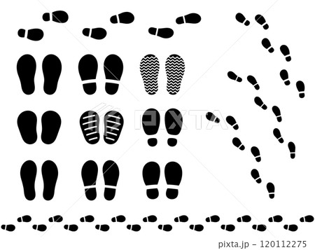 足跡のシルエットのイラスト素材セット 足跡のシルエットのイラスト素材セット 120112275