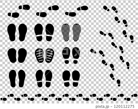 足跡のシルエットのイラスト素材セット 足跡のシルエットのイラスト素材セット 120112275