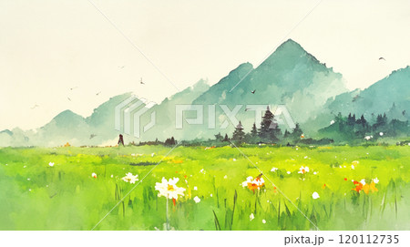 【風景・壁紙】春の山を望む 120112735