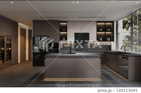 Modern contemporary kitchen design featuring sleek cabinets and high-tech appliances 120113045