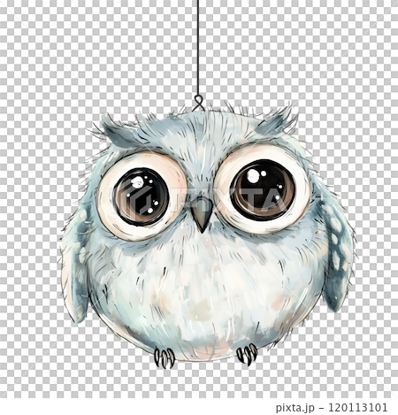Christmas tree ornament of a cute owl isolated on a transparent background. Watercolor-style illustration of a round cat hanging by a string. Christmas theme. Christmas tree ornament of a cute owl isolated on a transparent background. Watercolor-style illustration of a round cat hanging by a string. Christmas theme. 120113101