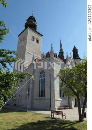 Exterior of the Cathedral, from 12th century, in Visby, Gotland, Sweden. Exterior of the Cathedral, from 12th century, in Visby, Gotland, Sweden. 120113306