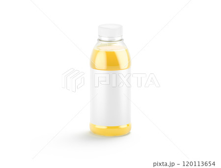 Blank 16 oz plastic pineapple juice bottle with white label mockup 120113654