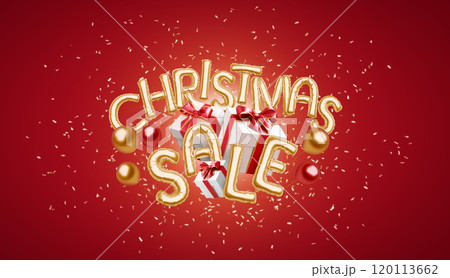 Decorative inflated foil balloon 2025 sale christmas font, red background 120113662