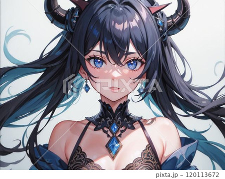 正面を見る魔族の少女 120113672